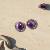 Cache Bouton Chemise en Améthyste, Bijou de Bouton Violet, Lot de 2