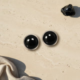Cache Boutons en Obsidienne Noire, Homme ou Femme, Lot de 2