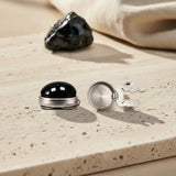 Cache Boutons en Obsidienne Noire, Homme ou Femme, Lot de 2
