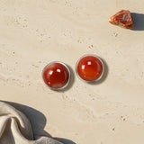 Cache Bouton Femme en Cornaline Orange, Lot de 2 Pierres Naturelles