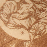 Planche Pendule Fée et Croissant de Lune, Bois Gravé, Oui Non