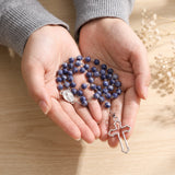 Chapelet Sodalite, Perles Bleues Veinées 6 mm, Médaille Miraculeuse