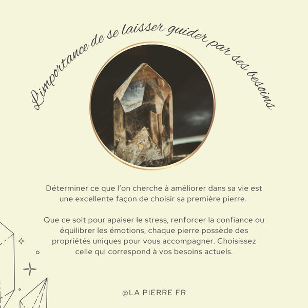Carte expliquant comment choisir une pierre selon ses besoins personnels.