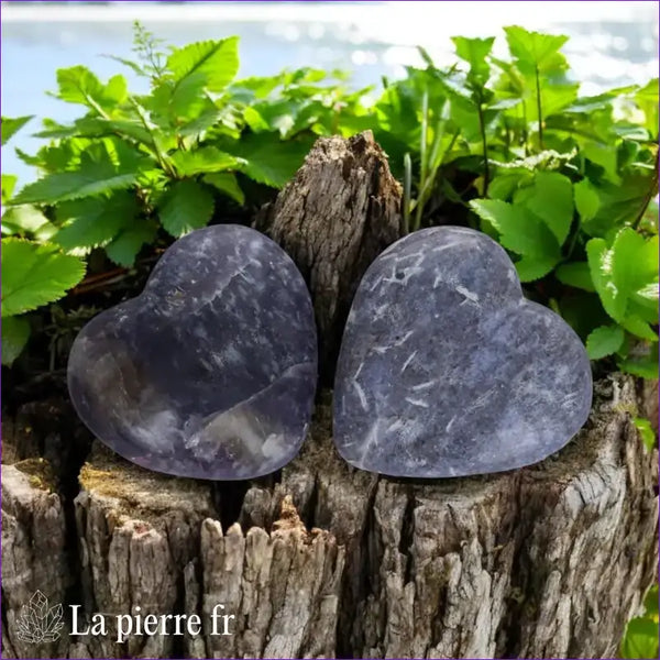 Cœur en Lépidolite taillé à la main, pierre naturelle violette avec des nuances de lavande, idéale pour la méditation et la lithothérapie.