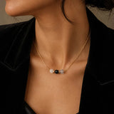 Collier Cristal de Roche, Tourmaline et Onyx TRINA®, Chaîne Dorée