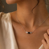 Collier Tourmaline, Onyx et Cristal de Roche TRINA®, Chaîne Argentée