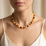 Collier en Ambre Multicolore de la Baltique, Perles Rondes 7 mm, 45 cm
