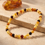 Collier en Ambre Multicolore de la Baltique, Perles Rondes 7 mm, 45 cm