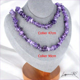 Élégant Collier Améthyste (Élixir Violet) avec pierres baroques naturelles, création La Pierre Fr.
