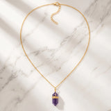 Collier Améthyste Femme, Pointe Violette sur Chaîne Dorée