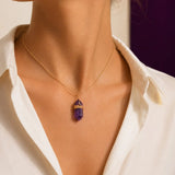 Collier Améthyste Femme, Pointe Violette sur Chaîne Dorée