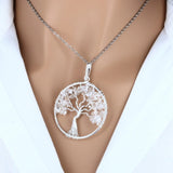 Pendentif Arbre de Vie et Pierre en Cristal de Roche