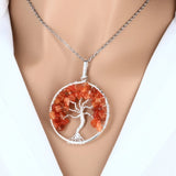 Pendentif Arbre de Vie et Pierre en Cornaline
