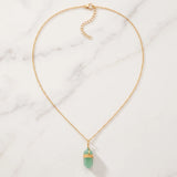 Collier Pierre Verte en Aventurine, Pointe sur Chaîne Dorée