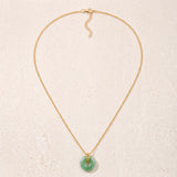 Collier Aventurine Verte, Pendentif Donut sur Chaîne Dorée Femme