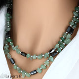 Collier Magnétique 3-en-1 en Hématite et Aventurine (90 cm)
