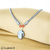 Collier en Hématite et Cornaline (Cabochon)