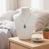 Collier Pendentif Chouette en Nacre Naturelle Bleue