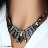 Collier Cléopâtre en Hématite (Pointe Dorée)