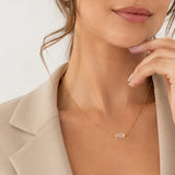 Collier Cristal de Roche LUMIA®, Tube en Pierre Transparente et Chaîne Dorée