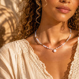 Collier Cristal de Roche PERLÉA®, Perles Facettées et Perles Dorées