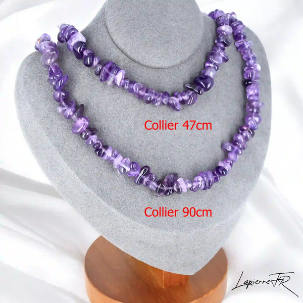 Élégant Collier Améthyste (Élixir Violet) avec pierres baroques naturelles, création La Pierre Fr.