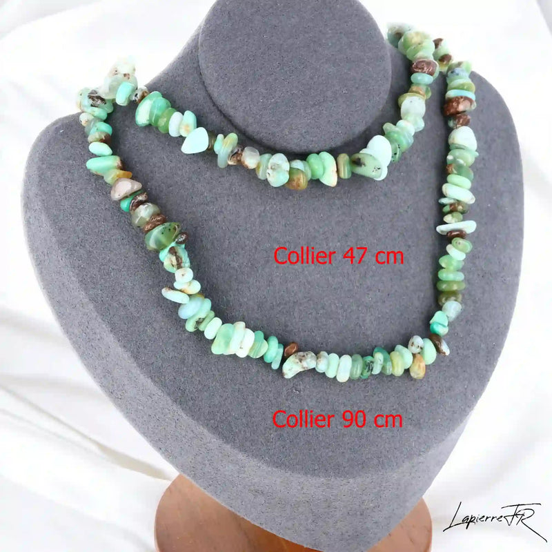 Collier femme (Cœur de Printemps) en Chrysoprase baroque, bijou de guérison et de compassion.
