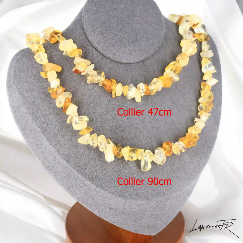 Collier femme (Éclat Solaire Chaleureux) en Citrine baroque, bijou de joie et d'abondance.