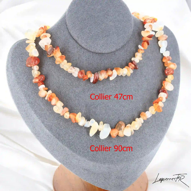 Collier femme (Flamme Créative) en Cornaline baroque, bijou de créativité et de vitalité.