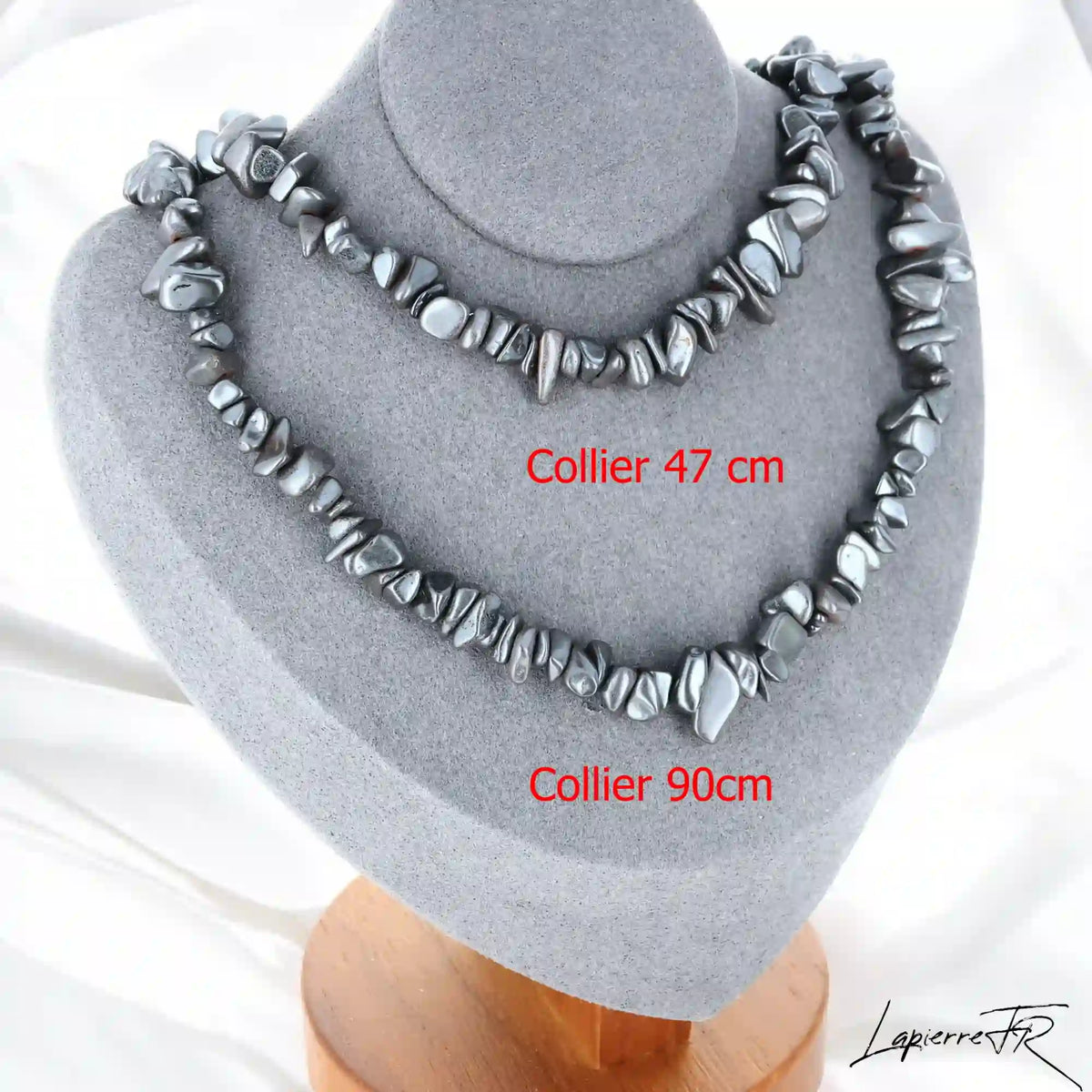 Collier femme (Ancre de Fer) en Hématite baroque, bijou d'ancrage et de protection.