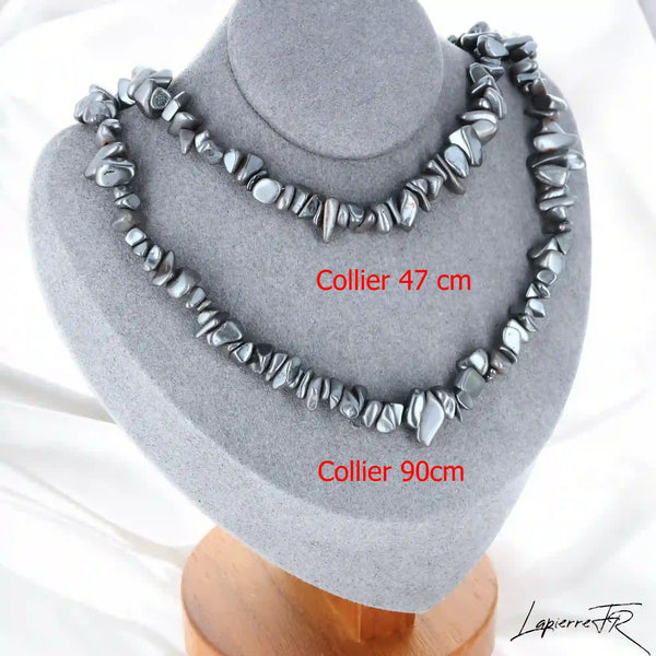 Collier femme (Ancre de Fer) en Hématite baroque, bijou d'ancrage et de protection.