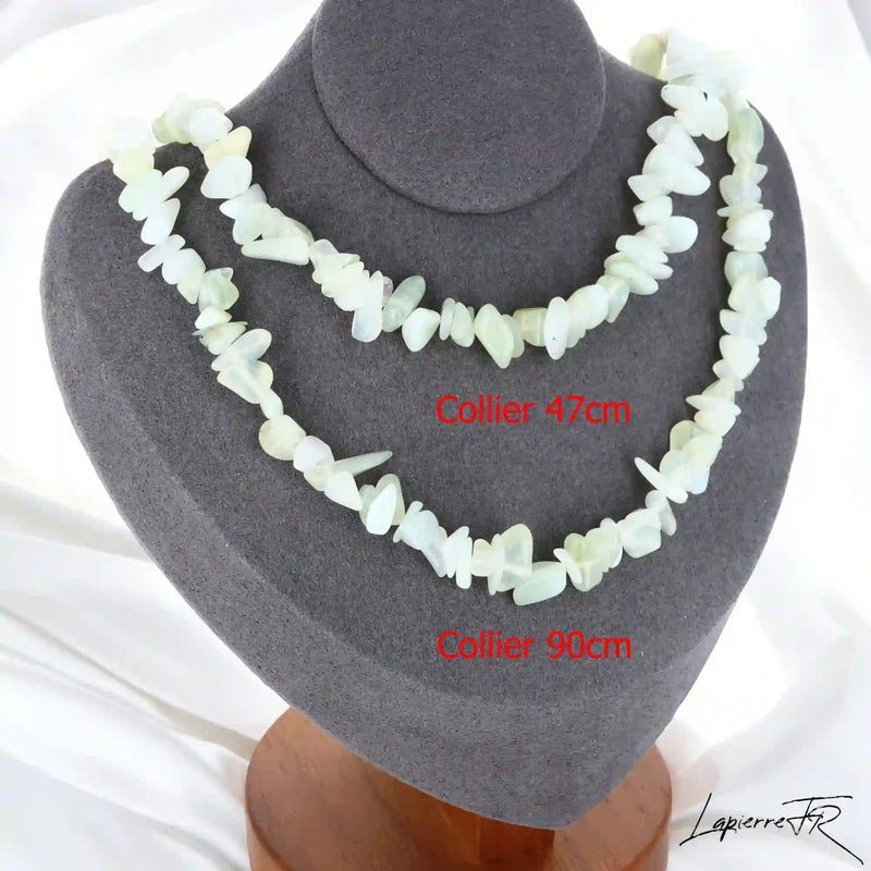 Collier femme (Sérénité Impériale) en Jade Vert baroque, bijou de sagesse et d'abondance.