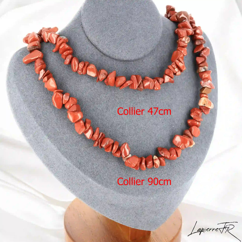 Collier femme (Flamme Terrestre) en Jaspe Rouge baroque, bijou d'ancrage et de vitalité.