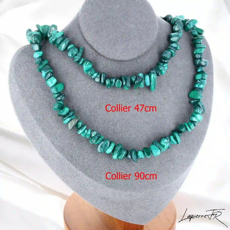 Collier femme (Danse Émeraude) en Malachite baroque, bijou de transformation et de protection.