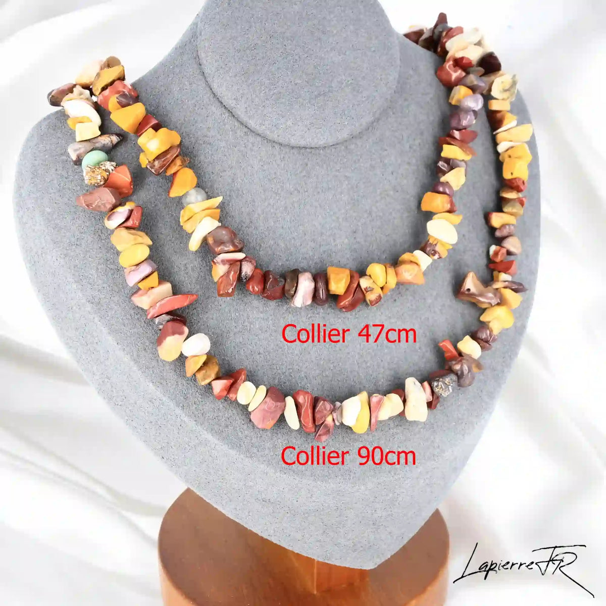 Collier femme (Esprit d'Aventure) en Jaspe Mokaïte baroque, bijou d'action et d'aventure.