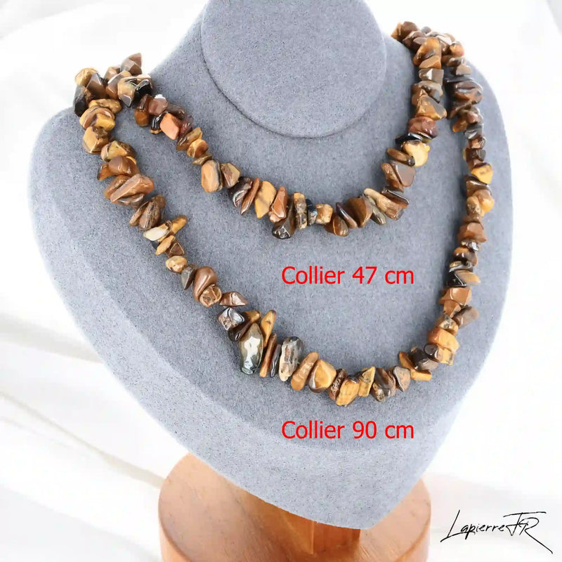 Collier femme (Regard Protecteur) en Œil de Tigre, bijou de force, courage et protection.