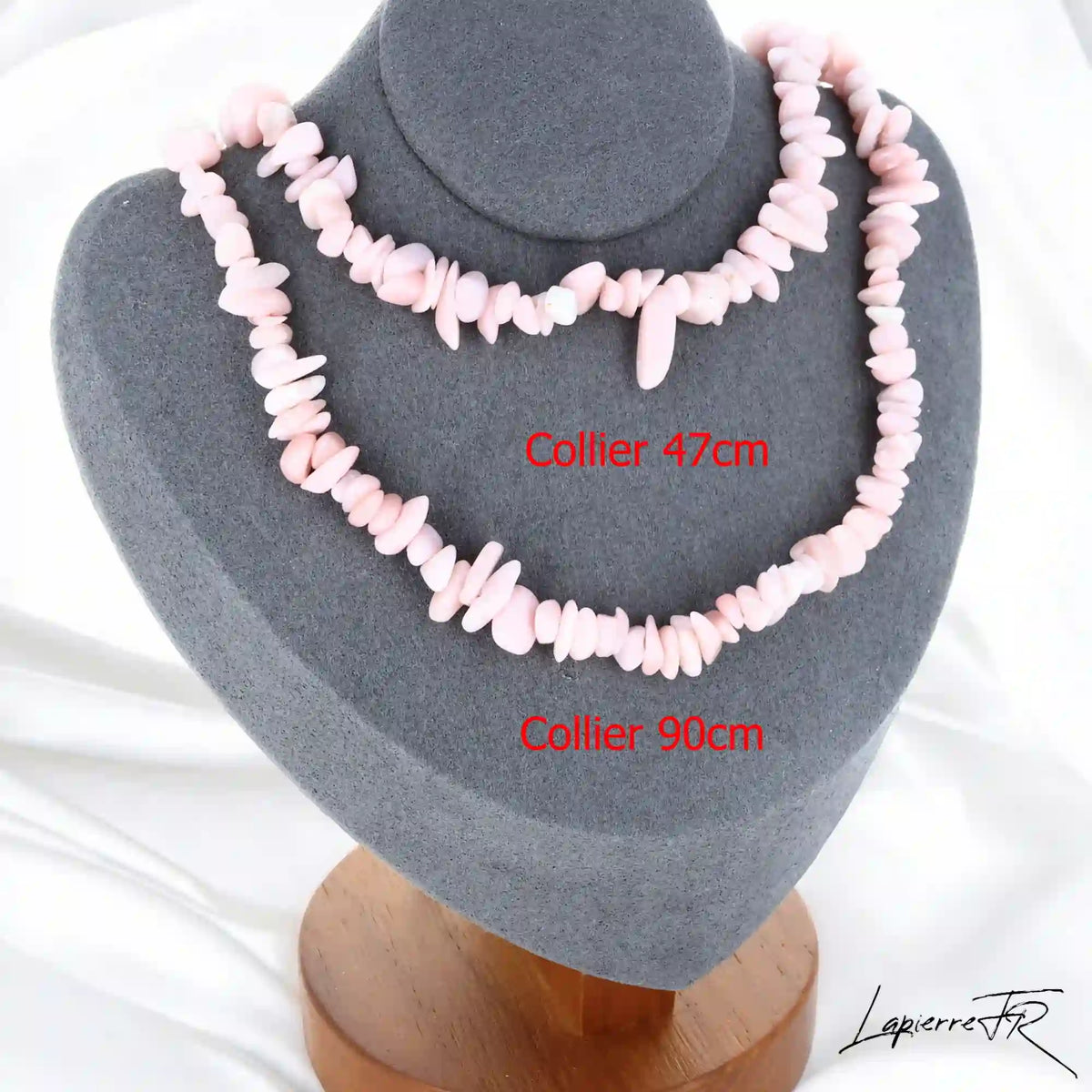 Collier femme (Murmure d'Espoir) en Opale Rose baroque, bijou d'espoir et de guérison émotionnelle.
