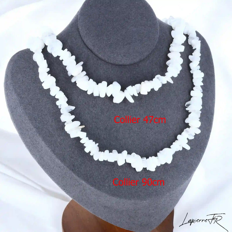 Collier femme (Clair de Lune Nacré) en Pierre de Lune baroque, bijou d'intuition et de tendresse.