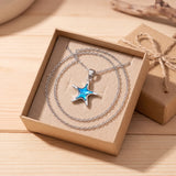 Collier Pendentif Étoile de Mer en Nacre Naturelle Bleue