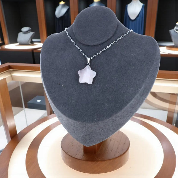 Collier étoile femme en quartz rose