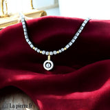 Collier Pendentif Anneau et Perle en Hématite
