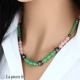 Collier en Hématite, Aventurine et Quartz Rose (Trio)