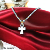 Collier Croix de Vie (Ankh) en Hématite