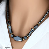 Collier en Hématite Facettée (Galet)