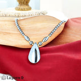 Collier Pendentif Goutte Plate en Hématite