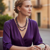 Collier Magnétique 3-en-1 en Hématite et Améthyste (90 cm)