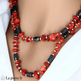 Collier Magnétique 3-en-1 en Hématite et Bambou de Mer Rouge (90 cm)