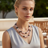 Collier Magnétique 3-en-1 en Hématite et Quartz Rose (90 cm)