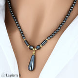 Collier Pendentif Goutte Pampille en Hématite