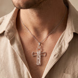 Pendentif Croix et Pointe en Cristal de Roche, Bélière Argentée